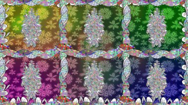 Raster illüstrasyonu. Yeşil renkli çiçekler. Tropik, dikişsiz çiçek deseni..