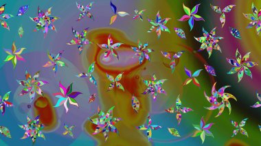 Kahverengi renkli çiçekler. Raster illüstrasyonu. Küçük çiçekte sevimli çiçek deseni var..