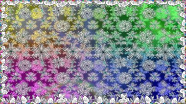 Raster illüstrasyonunda kusursuz çiçek deseni. Renkli çiçekler. Renkli Bahar Temalı Kusursuz Arkaplan. Düz Çiçek Elementleri Tasarımı.