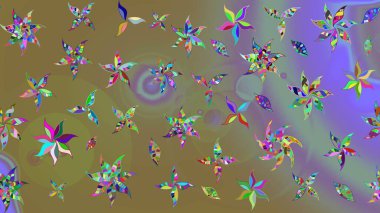 Şirin çiçek elementleri. Raster illüstrasyonu. Tarafsız renklerde çiçekler. Çizim.