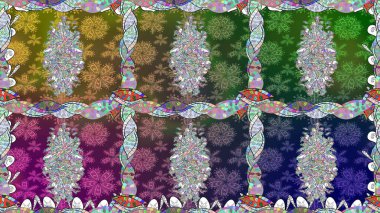 Çiçek deseni. Yeşil renklerde çiçeksiz. Şatafatlı bahar bahçesi dokusu. Raster illüstrasyonu. Yeşil renkte çiçekler.