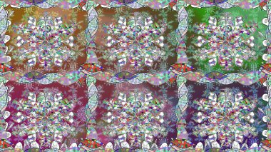 Çiçekli karalama şeklinde Raster çiçek deseni. Raster illüstrasyonu. Tarafsız renklerde bahar çiçekleri..