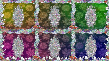 Soyut etnik raster kusursuz desen. Kabile sanatı boho baskısı, klasik çiçek arkaplanı. Arkaplan dokusu, duvar kağıdı, yeşil renkli çiçek teması.