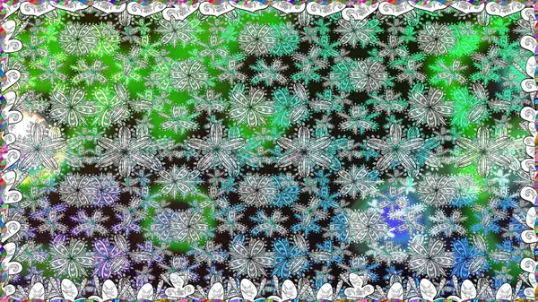 Raster illüstrasyonunda kusursuz çiçek deseni. Düz Çiçek Elementleri Tasarımı. Renkli çiçekler. Renkli Yaz Temalı Kusursuz Arkaplan.