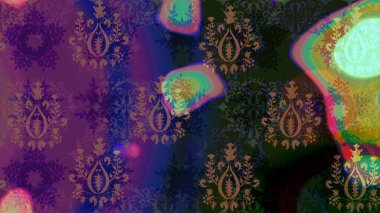 Raster illüstrasyonunda kusursuz çiçek deseni. Renkli Bahar Temalı Kusursuz Arkaplan. Mor renkli çiçekler. Düz Çiçek Elementleri Tasarımı.