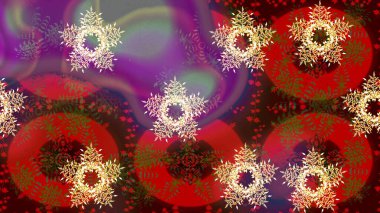 Kibarca, kırmızı renkte bahar çiçekleri. Patlayan çiçekler soyut olarak yerleştirilmiş. Raster deseni. Raster illüstrasyonu.