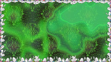 Raster illüstrasyonunda kusursuz çiçek deseni. Yeşil renkte çiçekler.