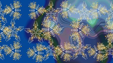 Klasik çiçek tasarımı elementleri. Mavi kıvırcık çiçekler mavi renkte şekillenir. Raster illüstrasyonu.