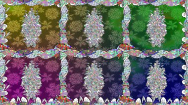 Klasik tropikal doğal elementlerin suluboya seti. Raster illüstrasyonu. Egzotik çiçekler, botanik parlak klasik yeşil renkler.