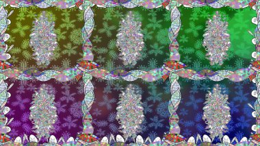 Çiçek duvar kağıdı. Raster illüstrasyonu. Renkli süs kenarı. Yeşil renklerde. Hint süsü. Kusursuz desen.