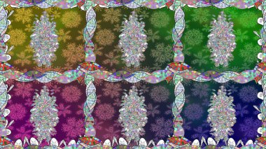 Yeşil renkli yeşil papatya deseni. Yeşil renklerde. Raster illüstrasyonu.