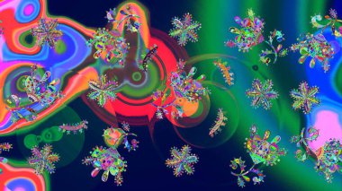 Modern tasarım posteri, kapak, mavi ve yeşil renkli kart tasarımı. Kar taneleri tasarımı. Retro stil dokusu, şablon kış elementleri. Moda olmuş kar taneleri ve elementler Memphis kartları.