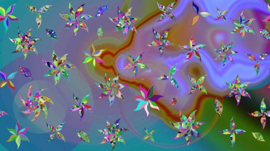 Vadinin mavi renkli çiçekleri. Çiçeksel çizim kalıbının çizimi.