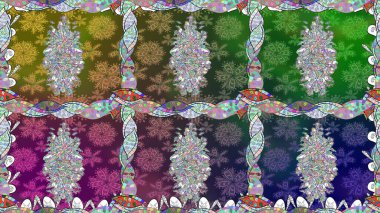 Yeşil renkli yeşil papatya deseni. Yeşil renklerde. Raster illüstrasyonu.