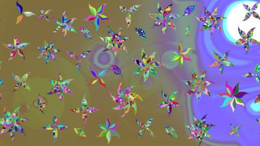 Davetiye ve kartpostal tasarımı için dekoratif çiçek unsurları. Yapraklı çizim şekli. Poster ya da kapak için arka plan. Tekstil için figür. Sevimli zarif çiçekler Raster illüstrasyonu.