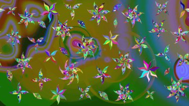 Raster illüstrasyonu. Yeşil renklerde. Anti-stres için Raster soyut şablon sayfası.