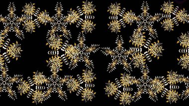 Çiçek desenli çizim. Siyah renkli Asya tekstili. Raster illüstrasyonu.