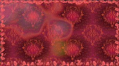 Küçük çiçekli kusursuz yay deseni. Suluboya stilinde kırmızı renkte. Raster illüstrasyonu.