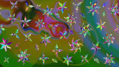 Nazikçe, güzel çiçek arkaplanı. Yeşil renkli çiçekler. Raster çiçek desenli ve çiçekli..