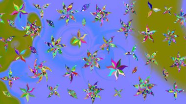 Çiçek desenli eskiz, darbeler, sıçramalar, yaz çiçekleri. Raster illüstrasyonu. Mor renkte çiçekler.