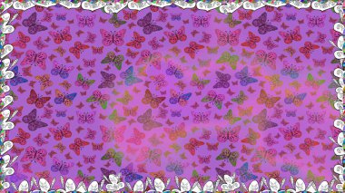 Raster. Kelebek desenli mor ve mor. Kusursuz. Kumaş, kağıt, ambalaj kağıdı ve duvar kağıdı tasarımı için mükemmel bir arkaplan.