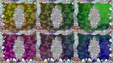 Halk tarzı. Parlak renkli çiçekleri ve yeşil renkli yaprakları olan kusursuz çiçek desenleri. Modern çiçek arkaplanı. Moda baskıları için zarif bir şablon.