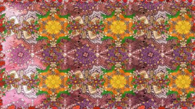 Floral seamless pattern background. Flower painting raster for t shirt printing. Flowers on brown colors. clipart