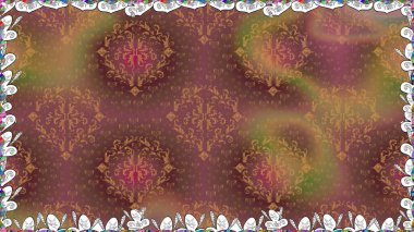 Çiçeksiz desenli nakış işlemeli gelincikler ve vadideki zambaklar. Tekstil tasarımı için kahverengi renkli geleneksel halk çiçekleri buketi.