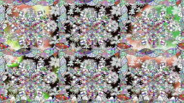 Raster illüstrasyonu. Ultraviyole kumaş deseni. Kusursuz desen. Organik motif arkaplanı.