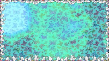 Raster illüstrasyonu. Farklı yönlere uçan renkli kelebek koleksiyonu. Kızlar, erkekler, elbiseler, duvar kağıtları için soyut, pürüzsüz desen.