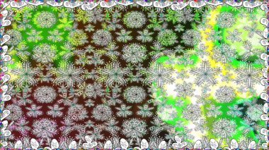 Renkli Bahar Temalı Kusursuz Arkaplan. Yeşil renkli çiçekler. Çiçekle kusursuz desen. Düz Çiçek Elementleri Tasarımı.