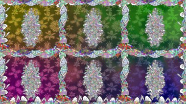 Çiçek deseni. Yeşil renklerde çiçeksiz. Şatafatlı bahar bahçesi dokusu. Raster illüstrasyonu. Yeşil renkte çiçekler.