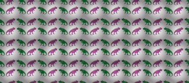 Renkli kertenkele benzeri dinozorlar paketleme ya da giydirme için. Dinozorlarla birlikte geometrik kusursuz desen. Saurischian dinozorları.