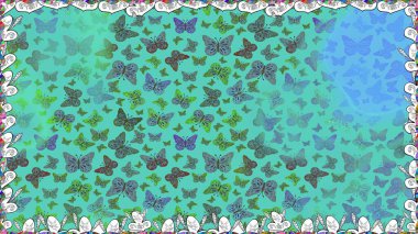 Sonsuz. Raster illüstrasyonu. Çizim, karalama, karalama. Elle çizilmiş sevimli, kızsı, pürüzsüz bir şekil. Tekrarlanan kelebekler.