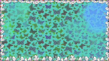 Sonsuz. Raster illüstrasyonu. Çizim, karalama, karalama. Elle çizilmiş sevimli, kızsı, pürüzsüz bir şekil. Tekrarlanan kelebekler.