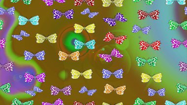 Raster butterflies pattern. Perfect for wallpapers, web page backgrounds, surface textures, textile. Pictures in brown colors witg tropical butterflies. Abstract sketch background. clipart