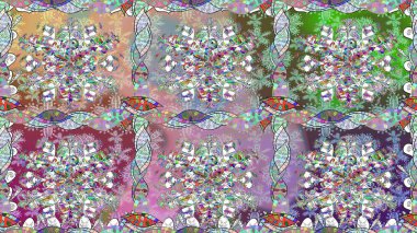 Çizgisiz desen. Şirin çiçekler. Raster Moda kumaş deseni.