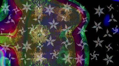 Yumuşak, bahar çiçekleri siyah renklerde. Çiçekli karalama şeklinde Raster çiçek deseni. Raster illüstrasyonu.