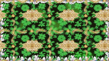 Eskiz stili yeşil renkler. Raster illüstrasyonu. Şirin karalamalı çiçek desenli çizim. Raster illüstrasyonu. El yapımı çiçek ve bitki koleksiyonu.