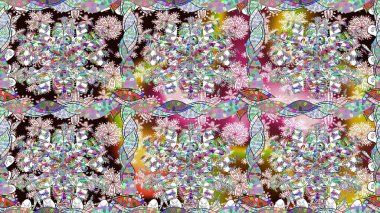 Manzaralı çiçek deseni. Sevgililer günü ve tebrik kartı konsepti için şık bir davetiye. Çiçek kompozisyonu, el boyası, hassas şablon. Üst görünüm, yumuşak nötr renk biçimi.