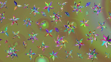 Renkli Bahar Teması eskiz kalıbı. Tarafsız renklerde çiçekler. Raster illüstrasyonundaki çiçek desenli çizim. Düz Çiçek Elementleri Tasarımı.