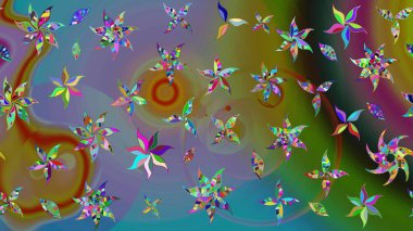 Renkli Bahar Teması eskiz kalıbı. Güzel kumaş deseni. Karalama çiçeği. Zentangle soyut çiçekleri. Düz Çiçek Elementleri Tasarımı. Raster illüstrasyonu.