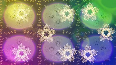 Kar tanesi raster arka planı. Kış tarafsız, yeşil ve menekşe rengi kar bembeyaz kristal element. Meteoroloji buz koleksiyonu. Xmas Frost kar taneleri izole edilmiş siluet sembolü. Raster tasarımı.