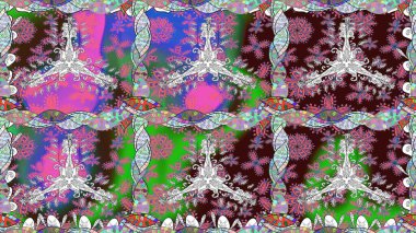 Tekstil için dikişsiz suluboya desen. Şirin çiçekli, desenli, kahverengi renkli, renksiz desenli. El çizimi çiçek pürüzsüz desen (taş)).