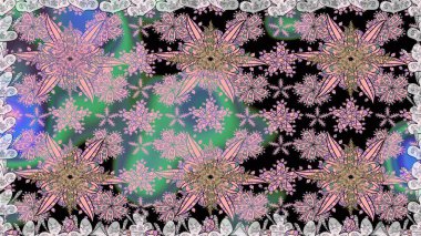 Modaya uygun kumaş deseni. Düz Çiçek Elementleri Tasarımı. Sevimli çiçek raster deseni. Renkli Yaz Temalı Kusursuz Arkaplan.