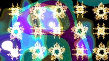 Çiçekli karalama şeklinde Raster çiçek deseni. Raster illüstrasyonu. Nazikçe, yaz çiçekleri mavi renklerde.