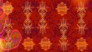 Kar taneleri tasarımı. Son moda kar taneleri ve elementler onun kartlarını gösteriyor. Retro stil dokusu, şablon kış elementleri. Modern tasarım posteri, kapak, kırmızı, turuncu ve mor renkli kart tasarımı.