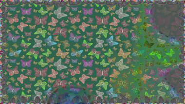 Kelebekler mavi renklerde kusursuz desenler. Web sayfası geçmişleri, duvar kağıtları, tekstil ve yüzey dokuları için mükemmel. Şirin Raster illüstrasyonu.