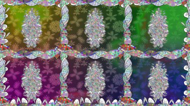 Raster illüstrasyonunda kusursuz çiçek deseni. Güzel kumaş deseni. Renkli Bahar Temalı Kusursuz Arkaplan. Düz Çiçek Elementleri Tasarımı.