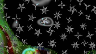 Siyah renkli etnik çiçeklerle süslenmiş zarif bir eskiz şekli. Asya Tekstil 'inde Raster Çiçek İllüstrasyonu.